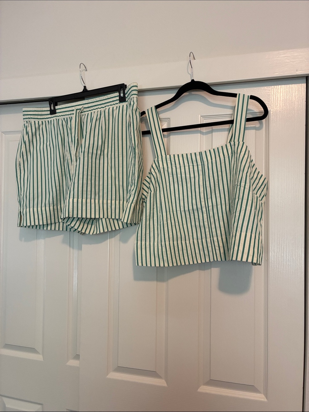 Banana Republic Green and Cream Striped Top